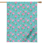 Pink Watercolor Tulip Pattern Print House Flag