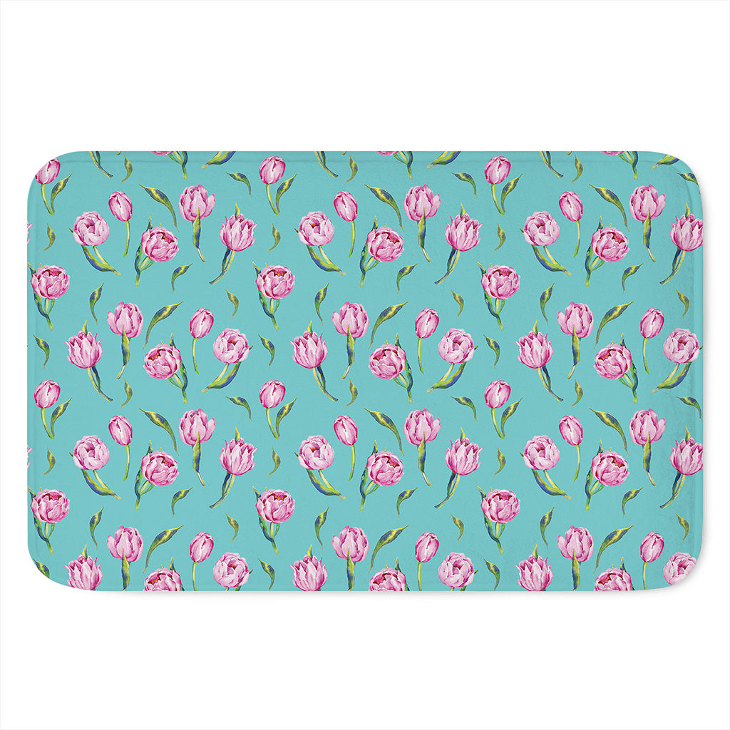 Pink Watercolor Tulip Pattern Print Indoor Door Mat