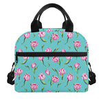 Pink Watercolor Tulip Pattern Print Insulated Lunch Bag