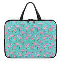 Pink Watercolor Tulip Pattern Print Laptop Sleeve With Handle