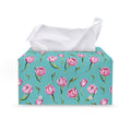 Pink Watercolor Tulip Pattern Print Leather Tissue Box Cover