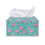 Pink Watercolor Tulip Pattern Print Leather Tissue Box Cover