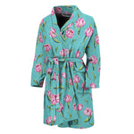 Pink Watercolor Tulip Pattern Print Men's Bathrobe