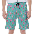 Pink Watercolor Tulip Pattern Print Men's Beach Shorts