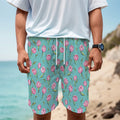 Pink Watercolor Tulip Pattern Print Men's Cargo Shorts
