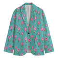 Pink Watercolor Tulip Pattern Print Men's Cotton Blazer