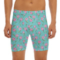 Pink Watercolor Tulip Pattern Print Men's Long Boxer Briefs