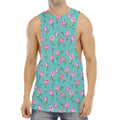 Pink Watercolor Tulip Pattern Print Men's Muscle Tank Top