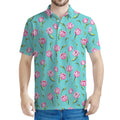 Pink Watercolor Tulip Pattern Print Men's Polo Shirt