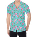 Pink Watercolor Tulip Pattern Print Men's Shirt