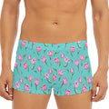 Pink Watercolor Tulip Pattern Print Men's Short Boxer Briefs