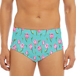 Pink Watercolor Tulip Pattern Print Men's Triangle Swim Briefs