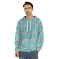 Pink Watercolor Tulip Pattern Print Men's Velvet Pullover Hoodie