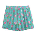 Pink Watercolor Tulip Pattern Print Mesh Shorts