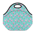 Pink Watercolor Tulip Pattern Print Neoprene Lunch Bag