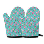 Pink Watercolor Tulip Pattern Print Oven Mitts