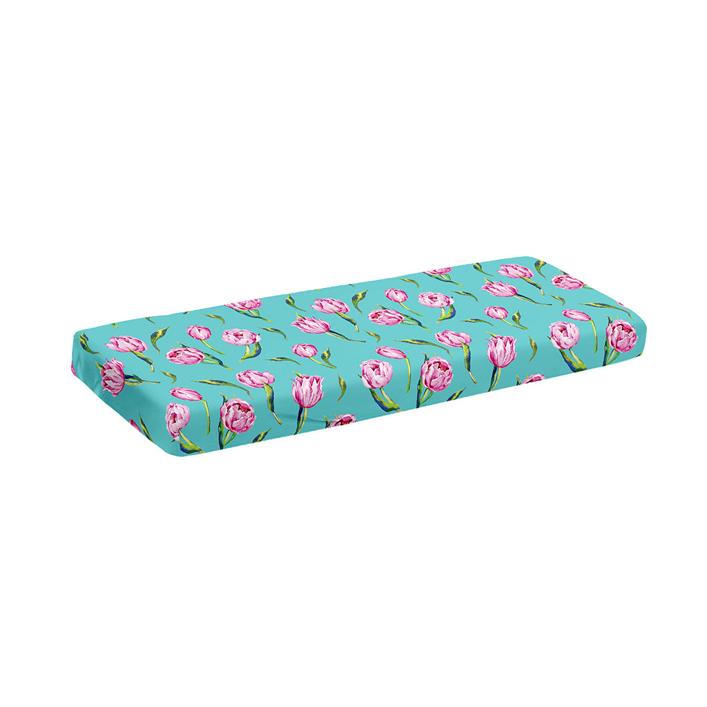 Pink Watercolor Tulip Pattern Print Piano Keyboard Cover