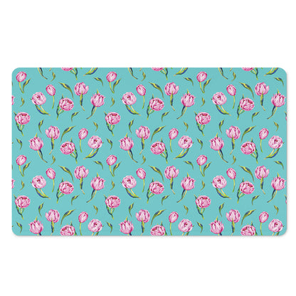 Pink Watercolor Tulip Pattern Print Polyester Doormat