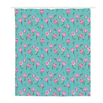 Pink Watercolor Tulip Pattern Print Polyester Shower Curtain