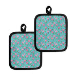 Pink Watercolor Tulip Pattern Print Pot Holders