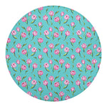 Pink Watercolor Tulip Pattern Print Round Blanket