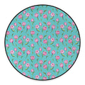 Pink Watercolor Tulip Pattern Print Round Floor Mat