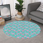 Pink Watercolor Tulip Pattern Print Round Rug
