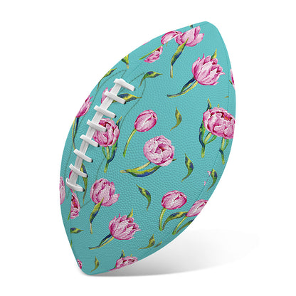 Pink Watercolor Tulip Pattern Print Rugby Ball