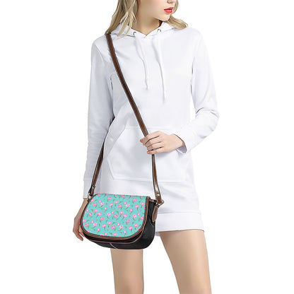 Pink Watercolor Tulip Pattern Print Saddle Bag