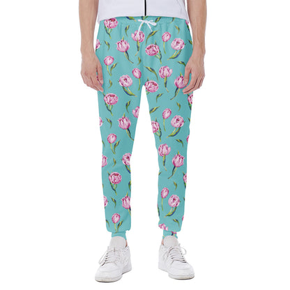 Pink Watercolor Tulip Pattern Print Scuba Joggers