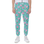Pink Watercolor Tulip Pattern Print Scuba Joggers