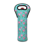 Pink Watercolor Tulip Pattern Print Single Neoprene Wine Tote