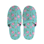 Pink Watercolor Tulip Pattern Print Slippers