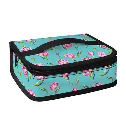 Pink Watercolor Tulip Pattern Print Small Lunch Bag