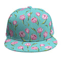 Pink Watercolor Tulip Pattern Print Snapback Cap
