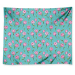 Pink Watercolor Tulip Pattern Print Tapestry