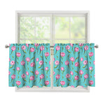 Pink Watercolor Tulip Pattern Print Tier Curtains