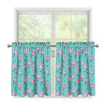 Pink Watercolor Tulip Pattern Print Tier Curtains