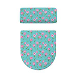 Pink Watercolor Tulip Pattern Print Toilet Lid And Tank Cover Set