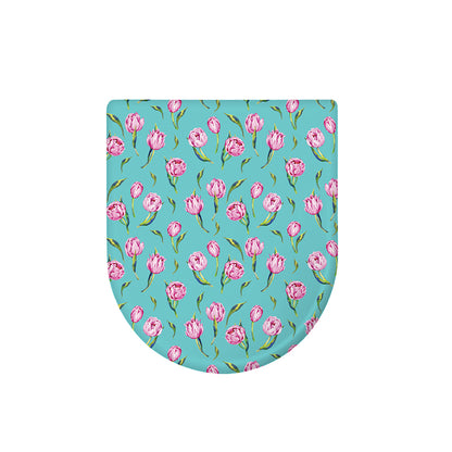 Pink Watercolor Tulip Pattern Print Toilet Lid Cover