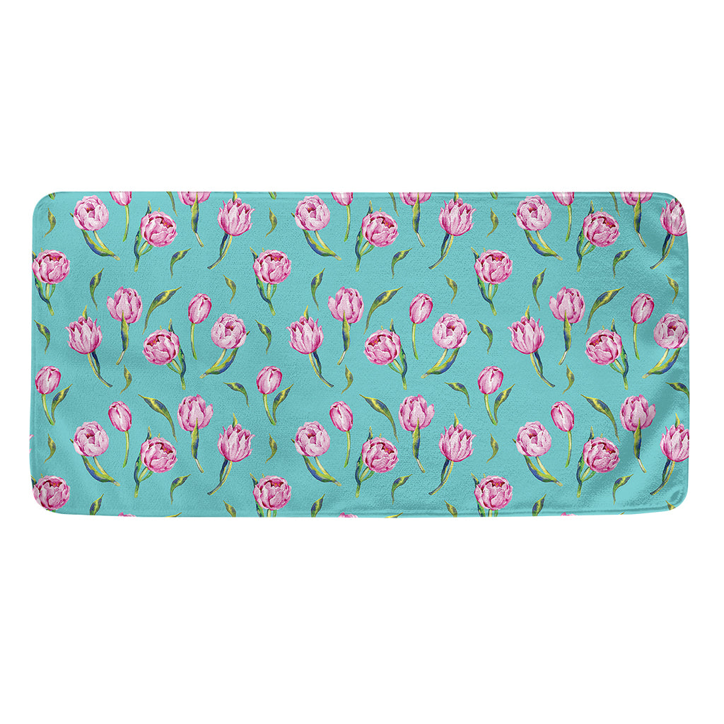 Pink Watercolor Tulip Pattern Print Towel