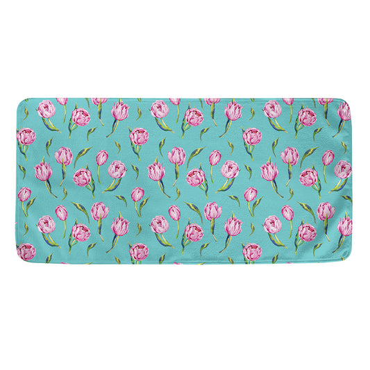 Pink Watercolor Tulip Pattern Print Towel