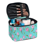 Pink Watercolor Tulip Pattern Print Travel Makeup Bag