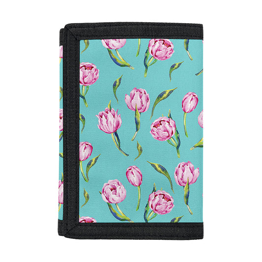 Pink Watercolor Tulip Pattern Print Trifold Wallet