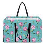 Pink Watercolor Tulip Pattern Print Utility Tote Bag