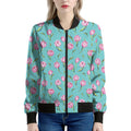Pink Watercolor Tulip Pattern Print Women's Bomber Jacket