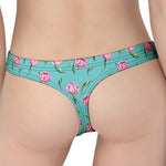 Pink Watercolor Tulip Pattern Print Women's Thong