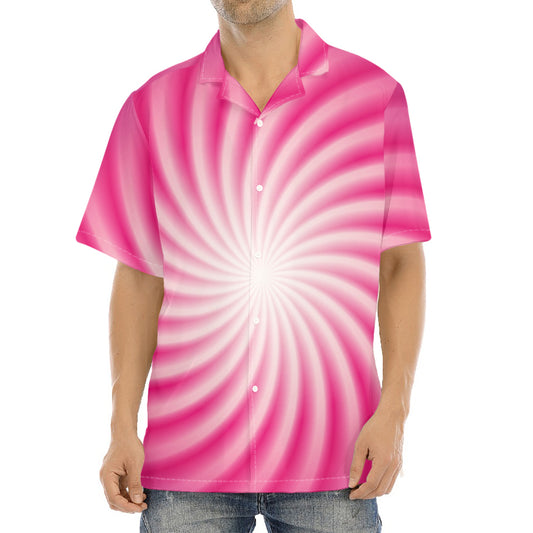 Pink Whirlpool Spiral Print Aloha Shirt