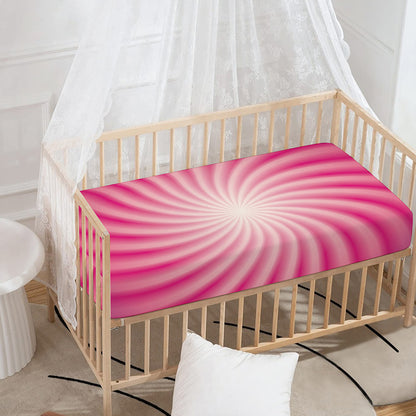 Pink Whirlpool Spiral Print Baby Crib Sheet