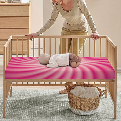 Pink Whirlpool Spiral Print Baby Crib Sheet
